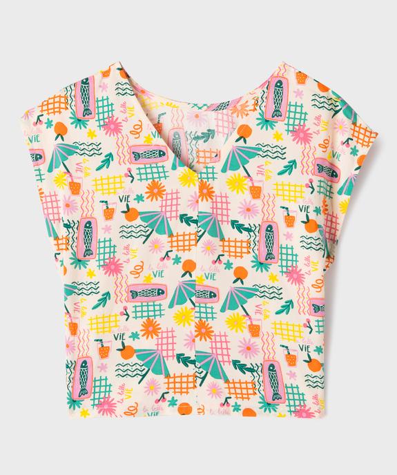 Blouse sans manches larges imprimée à col V au dos fille vue3 - GEMO (ENFANT) - GEMO
