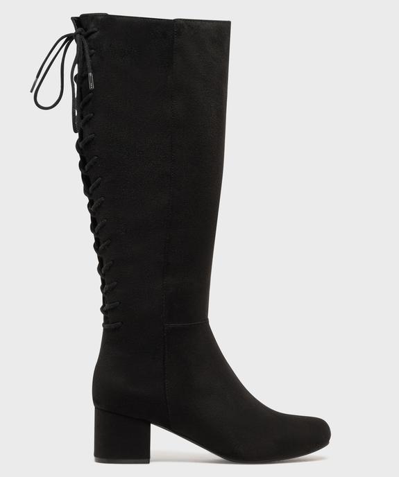 Bottes à talon en suédine avec laçage femme vue1 - VALENTINA BALDA - GEMO