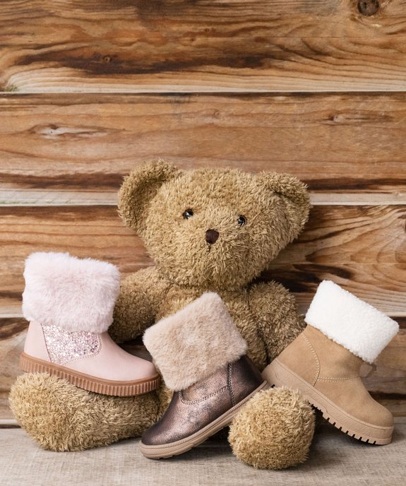 Bottes bébé fille fourrées à col duveteux et à zip effet métallisé vue7 - LOVELY WINGS - GEMO