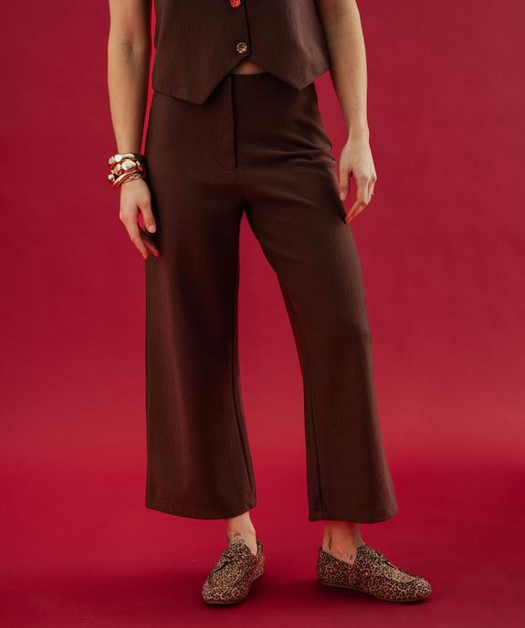 Pantalon fluide cropped taille haute en maille extensible femme vue2 - GEMO(FEMME PAP) - GEMO