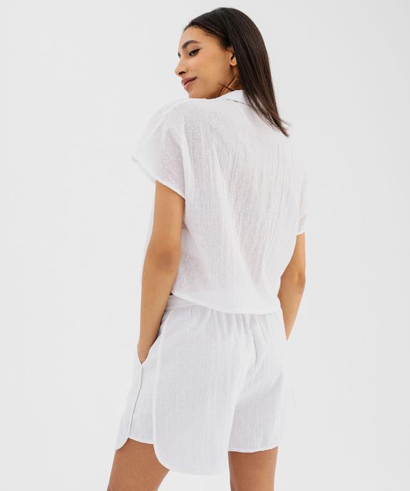 Pyjashort en voile de coton plumetis femme - LuluCastagnette vue3 - LULUCASTAGNETTE - GEMO