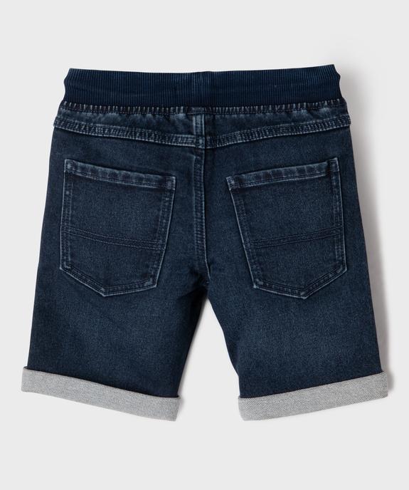 Bermuda en jean extensible délavé avec taille en bord-côte garçon vue3 - GEMO (ENFANT) - GEMO