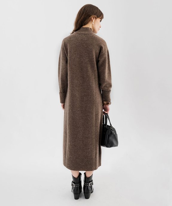 Robe pull longue à col montant en laine femme vue3 - GEMO(FEMME PAP) - GEMO
