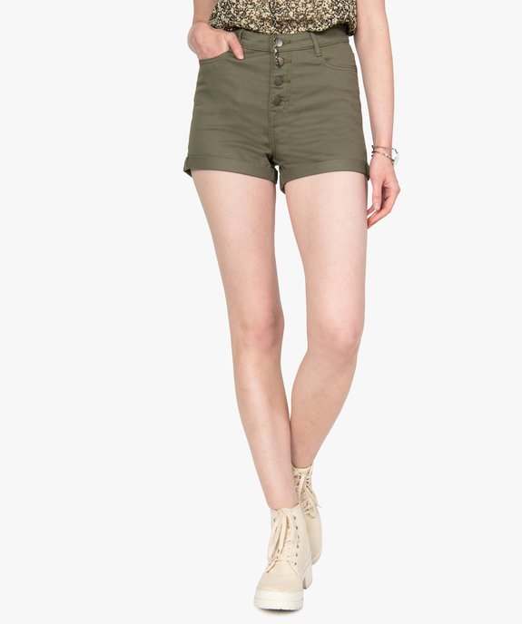 Short femme ajusté et taille haute avec revers cousus vue1 - GEMO(FEMME PAP) - GEMO
