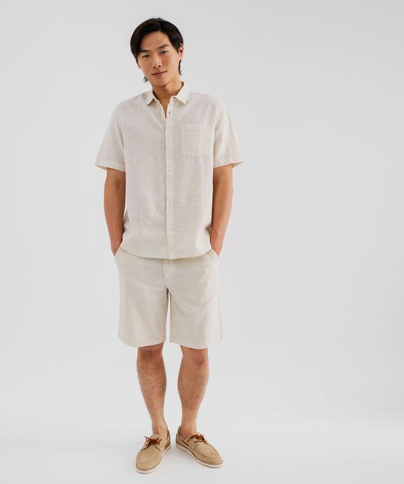 Chemise à manches courtes en lin et coton coupe regular homme vue4 - GEMO 4G HOMME - GEMO