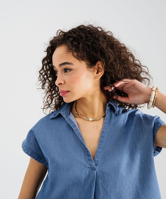 Blouse sans manches en toile denim fluide femme vue2 - GEMO(FEMME PAP) - GEMO