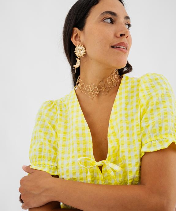 Blouse manches courtes à basque et liens à nouer femme vue3 - GEMO(FEMME PAP) - GEMO