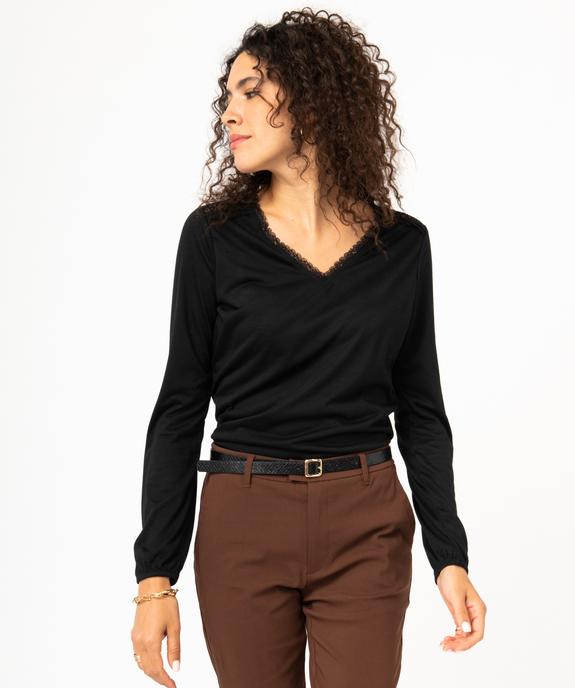 Tee-shirt à manches longues avec détails dentelle femme vue2 - GEMO 4G FEMME - GEMO