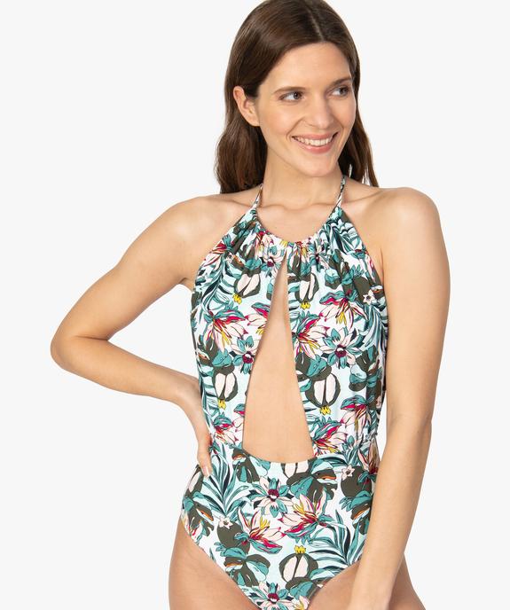 Maillot de bain femme une pièce à motifs fleuris vue2 - GEMO (PLAGE) - GEMO