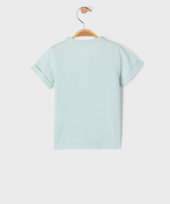 Tee-shirt manches courtes à col tunisien en maille nid d'abeille bébé garçon vue4 - GEMO(BEBE DEBT) - GEMO