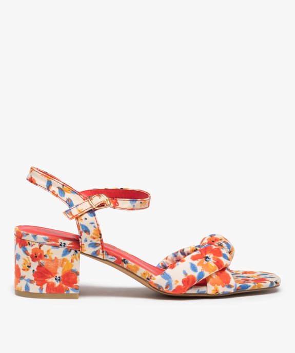 Sandales femme à talon dessus en tissu fleuri vue2 - GEMO(URBAIN) - GEMO