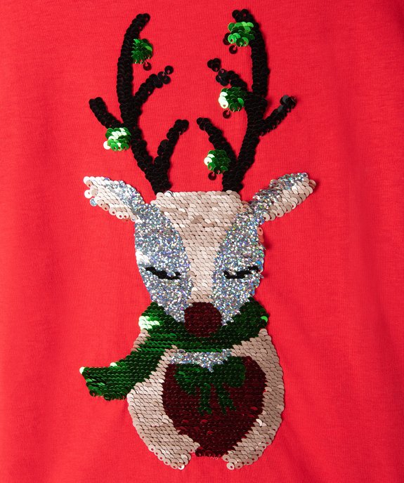 Tee-shirt de Noël fille à manches courtes et sequins réversibles vue3 - GEMO (ENFANT) - GEMO