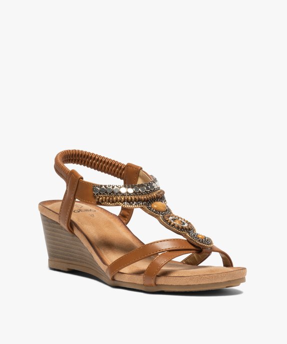 Sandales femme à bride talon élastique ornée de perles vue2 - GEMO(URBAIN) - GEMO