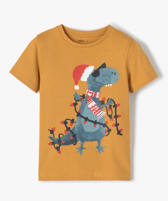 Tee-shirt manches courtes dinosaure Noël garçon vue1 - GEMO (ENFANT) - GEMO
