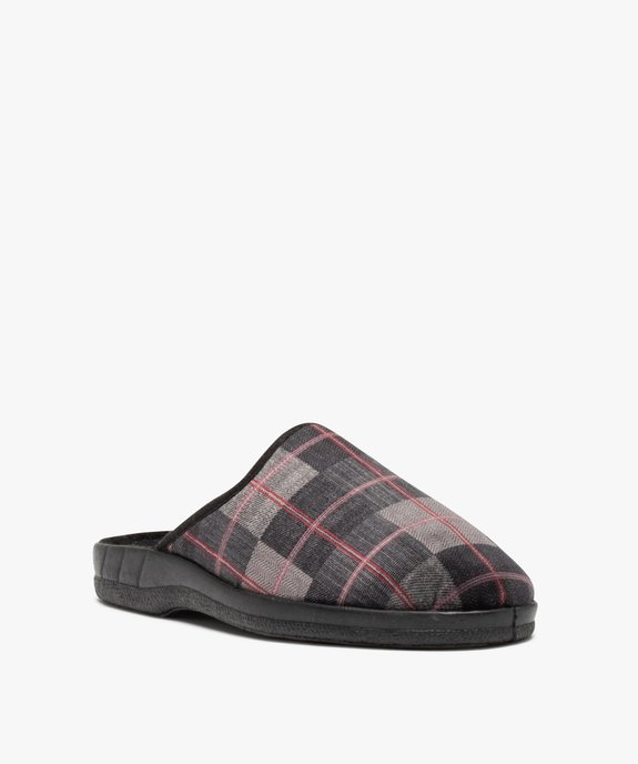 Chaussons homme mules en velours à carreaux vue2 - GEMO 4G HOMME - GEMO