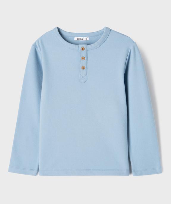 Tee-shirt manches longues chaud col tunisien garçon vue1 - GEMO (ENFANT) - GEMO