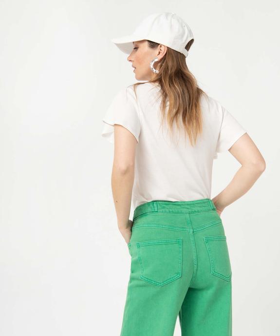 Tee-shirt femme à col V et manches volantées vue3 - GEMO 4G FEMME - GEMO