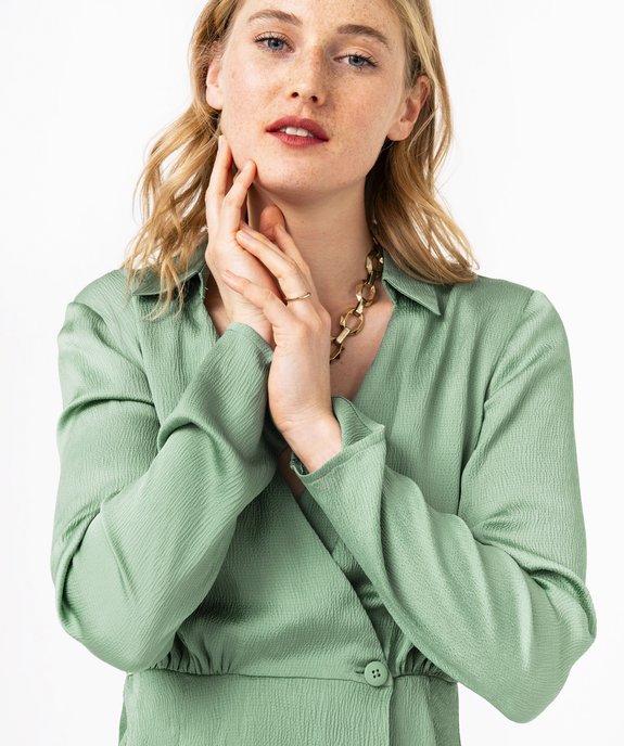 Robe à manches longues et col chemisier femme vue2 - GEMO(FEMME PAP) - GEMO