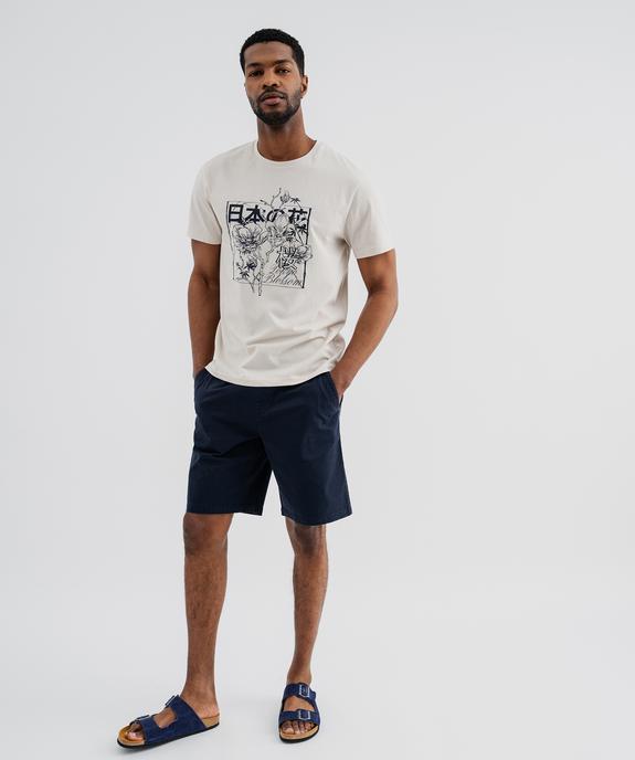 Bermuda regular en coton stretch à taille élastiqué homme vue1 - GEMO 4G HOMME - GEMO