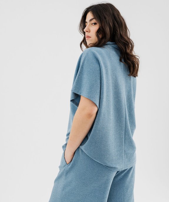 Chemise manches courtes pailletée coupe loose femme grande taille vue3 - GEMO (G TAILLE) - GEMO