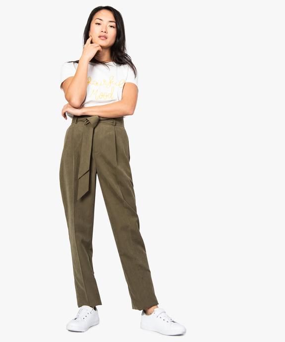 Tee-shirt femme avec inscription brodée sur l'avant vue5 - GEMO(FEMME PAP) - GEMO