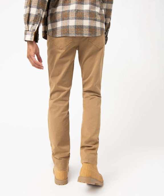 Pantalon homme slim uni en coton stretch vue3 - GEMO (HOMME) - GEMO