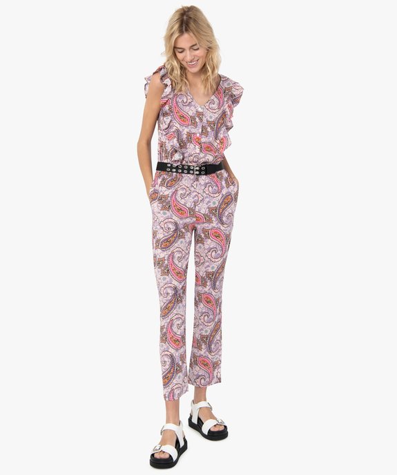 Combinaison pantalon femme imprimée avec volants vue1 - GEMO 4G FEMME - GEMO