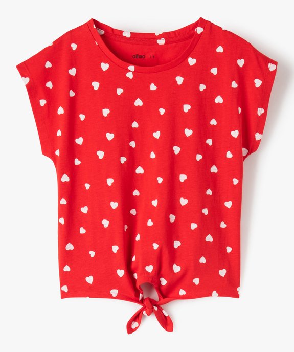 Tee-shirt fille à motifs noué dans le bas vue1 - GEMO (ENFANT) - GEMO