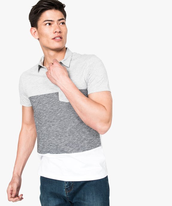 Polo manches courtes multi-matières vue1 - GEMO (HOMME) - GEMO