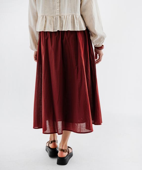 Jupe longue et ample en voile de coton à taille élastiquée femme vue4 - GEMO(FEMME PAP) - GEMO