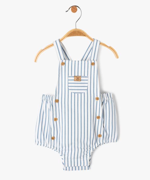 Combishort bébé à bretelles coupe barboteuse vue1 - GEMO(BB COUCHE) - GEMO