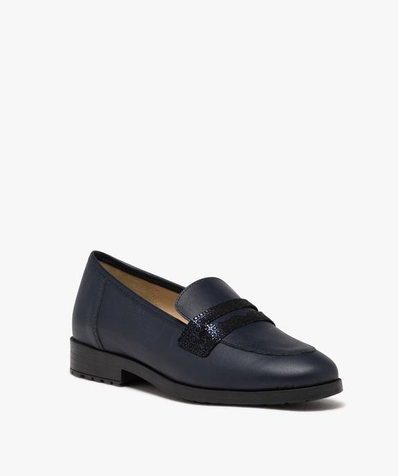 Mocassins femme confort dessus en cuir uni Penny Loafer vue2 - GEMO 4G FEMME - GEMO