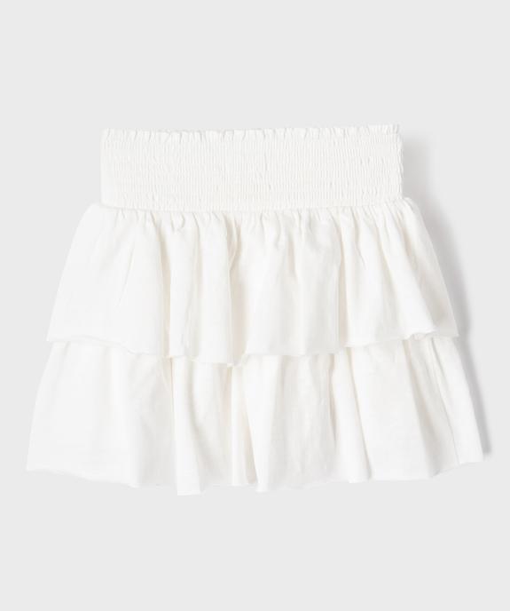 Jupe courte à volants à taille smockée fille vue3 - GEMO 4G FILLE - GEMO