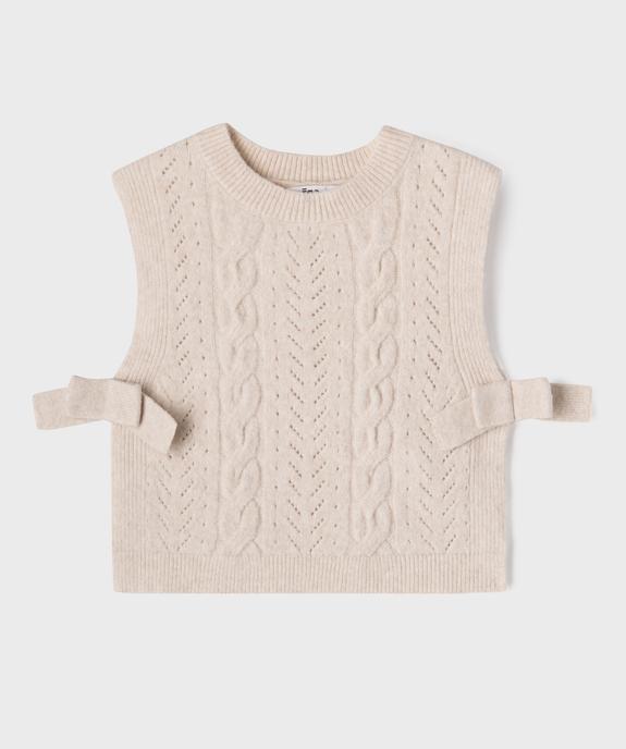 Pull sans manches torsadé à côtés fendus fille vue1 - GEMO (ENFANT) - GEMO