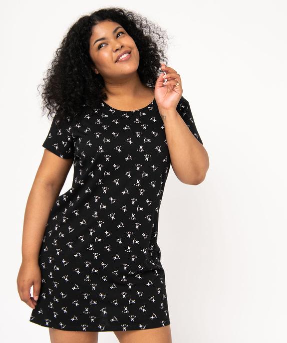Chemise de nuit à manches courtes avec motifs femme grande taille vue2 - GEMO 4G FEMME - GEMO