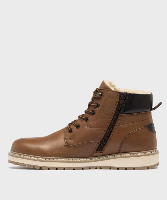 Boots dessus cuir avec doublure chaude homme - Tanéo vue3 - TANEO - GEMO