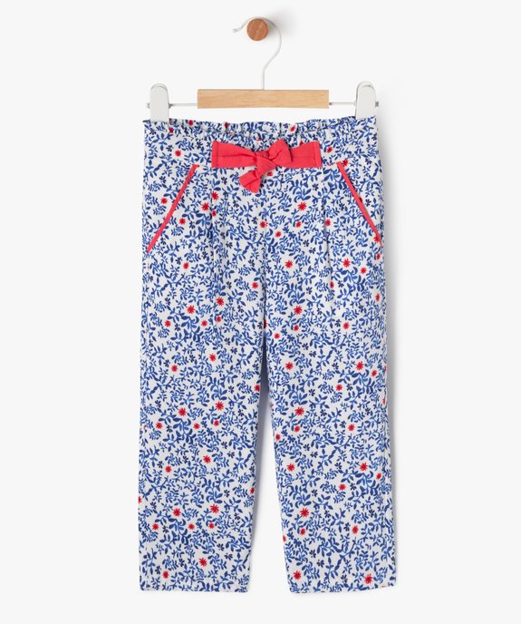 Pantalon fluide à taille élastiquée et imprimé fleuri bébé fille vue1 - GEMO 4G BEBE - GEMO