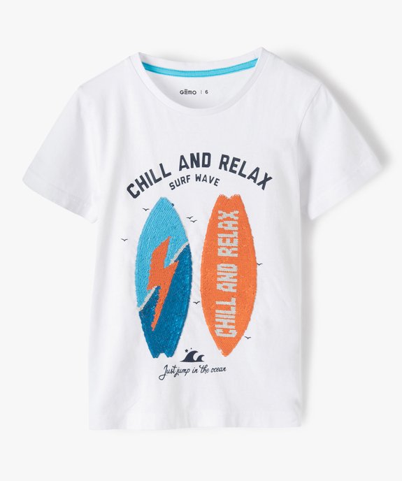 Tee-shirt garçon avec motif en sequins réversibles vue1 - GEMO (ENFANT) - GEMO