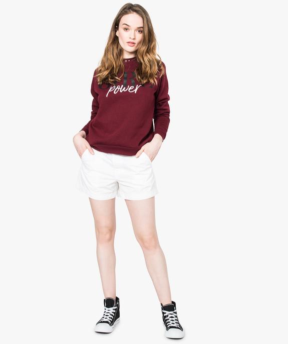 Sweat femme molletonné et imprimé à manches raglan vue5 - FOLLOW ME - GEMO