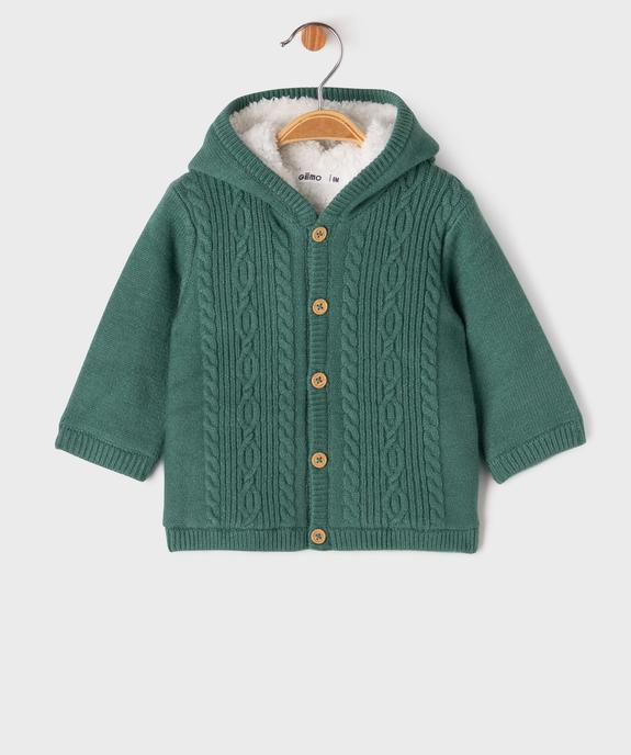 Gilet à capuche avec doublure sherpa bébé fille vue1 - GEMO(BB COUCHE) - GEMO