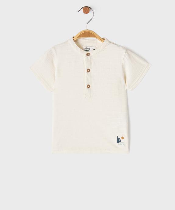 Tee-shirt manches courtes col tunisien bébé garçon vue1 - GEMO(BEBE DEBT) - GEMO