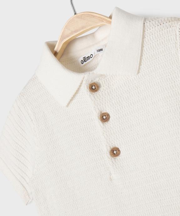 Polo manches courtes en maille fantaisie bébé garçon vue2 - GEMO(BEBE DEBT) - GEMO
