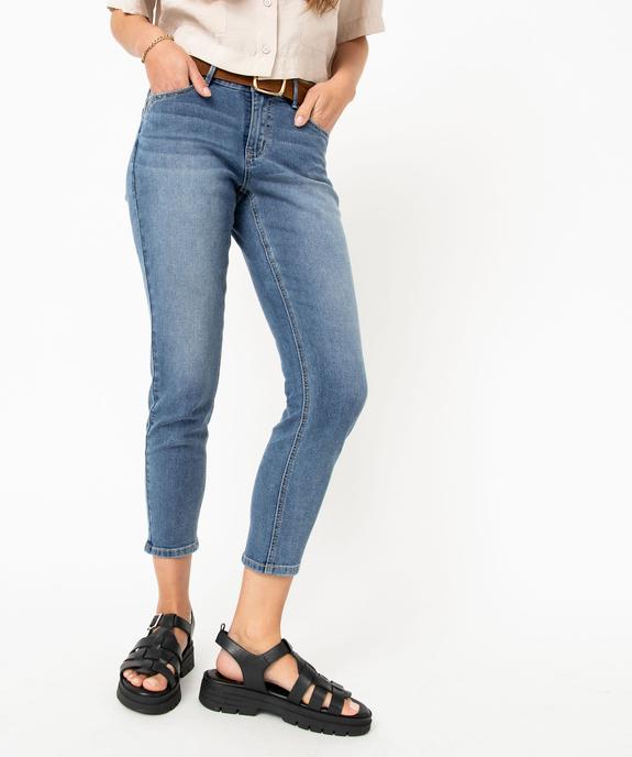 Jean slim longueur 7/8ème avec ceinture femme vue2 - GEMO 4G FEMME - GEMO