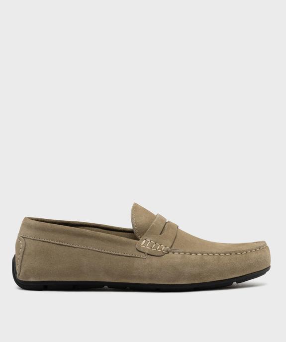 Mocassins dessus cuir velours homme -Tanéo vue1 - TANEO GEMO FOR GOOD - GEMO