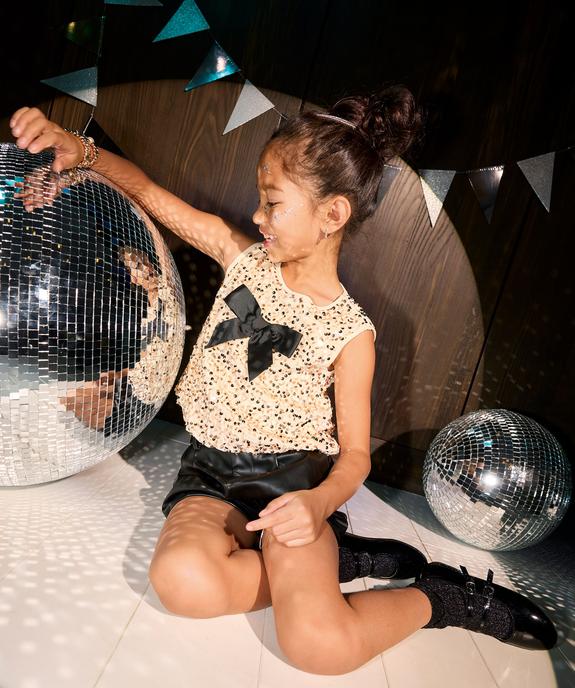 Blouse de cérémonie en velours avec sequins brodés fille vue1 - GEMO (ENFANT) - GEMO