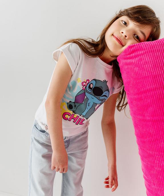 Tee-shirt manches courtes à revers imprimé Stitch fille - Disney vue1 - LILO & STITCH - GEMO