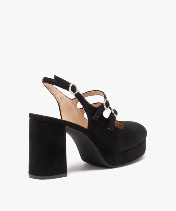 Escarpins femme unis à talon haut carré et brides à boucle vue4 - GEMO(URBAIN) - GEMO