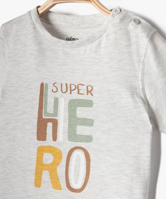 Tee-shirt bébé garçon à manches courtes et message humoristique vue2 - GEMO(BEBE DEBT) - GEMO