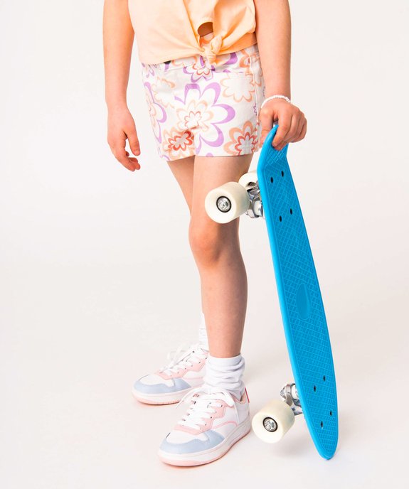 Short fille en toile denim à motifs fleuris vue1 - GEMO 4G FILLE - GEMO