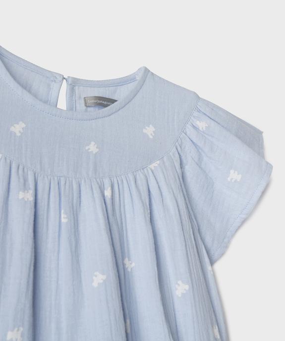 Pyjashort en gaze de coton à manches volantées fille - LuluCastagnette vue2 - LULUCASTAGNETTE - GEMO